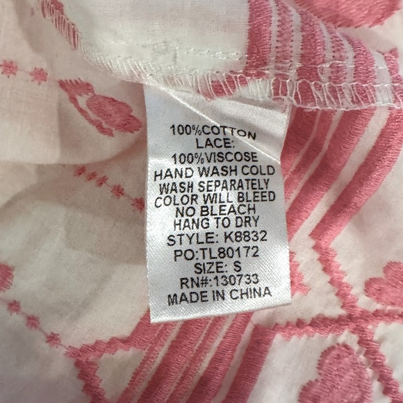 Umgee White & Pink Smocked Top Tiered Skirt Embroidered Heart Detail Maxi Dress - Picture 9 of 15